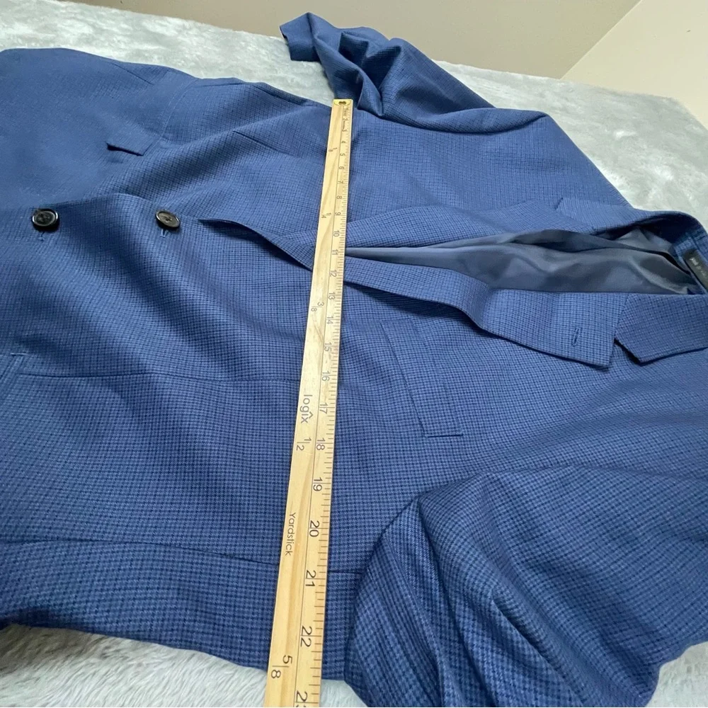 Chaps‎ 46R Polyester Button Blazer Sport Coat Jacket Check Blue